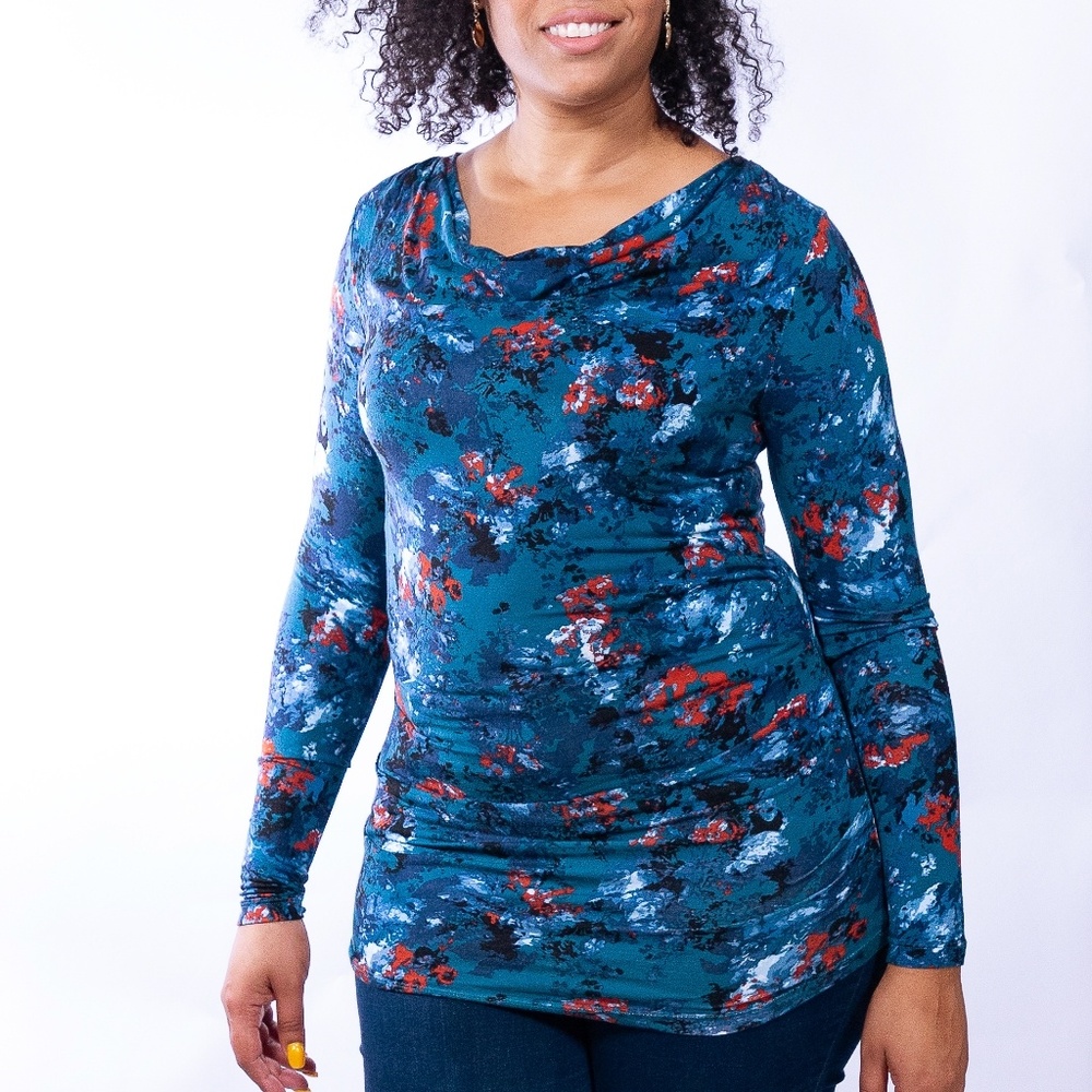 Adrianna Papell ⚫ cowl neck knit top, size L - Picture 4 of 8